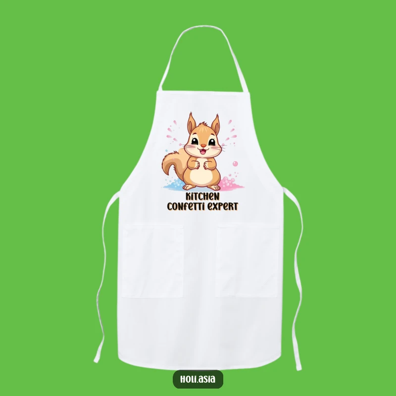 Funny Squirrel Powder Party Apron: Cheerful Mess, Kitchen Fun, Perfect Gift!