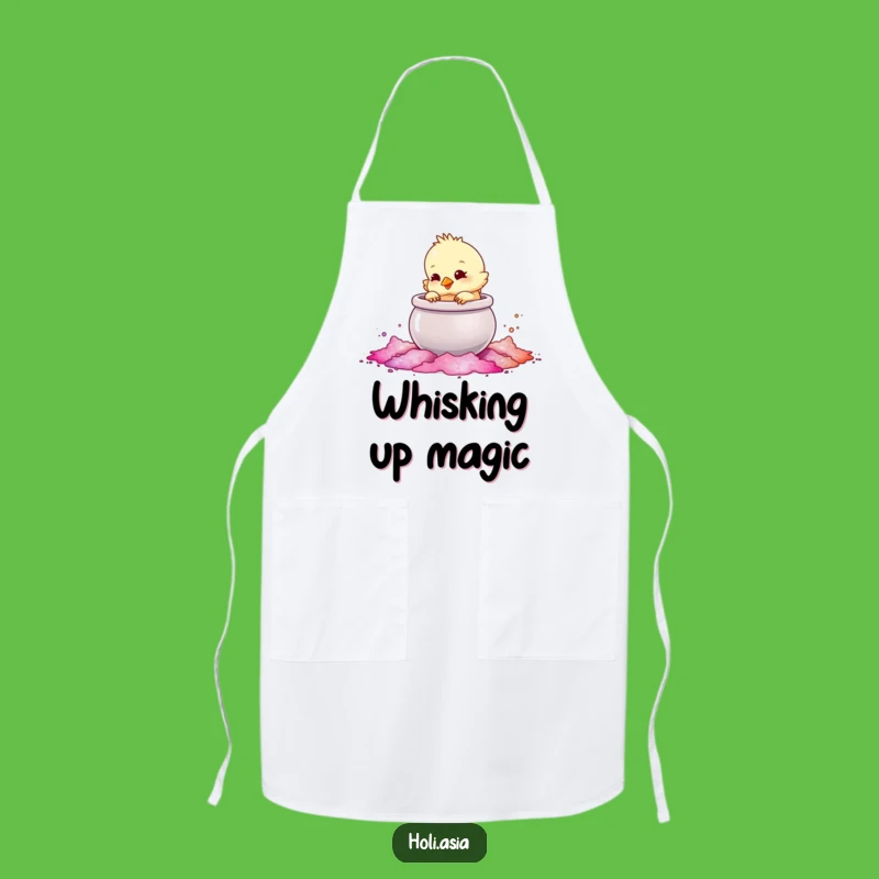 Funny Chick Powder Pot Apron: Playful Mess, Kitchen Sparkle, Perfect Gift!