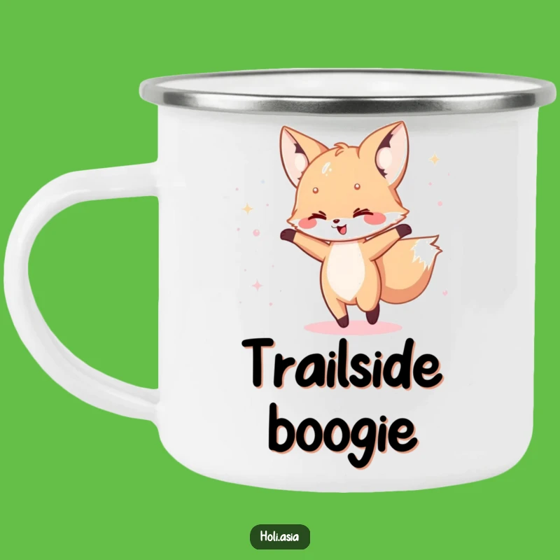 Funny Fox Cub Dance Camping Mug: Iridescent Outdoor Joy, Perfect Gift!