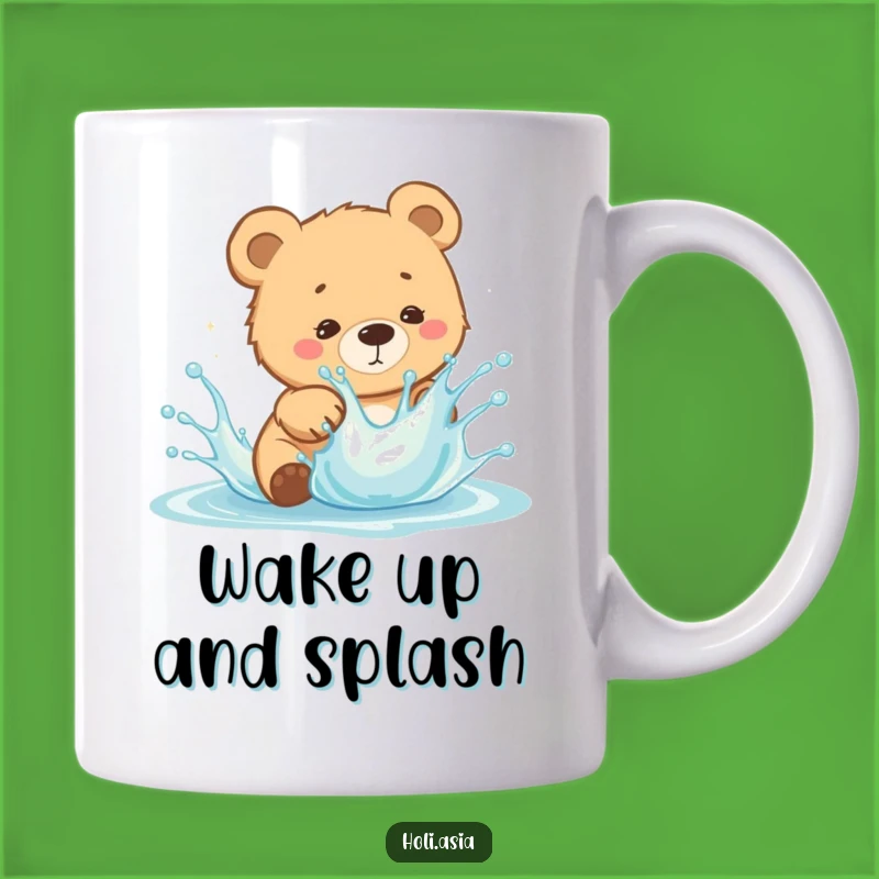 Funny Bear Cub Splash Mug: Curious Dodging Fun, Bright Liquid, Perfect Gift!