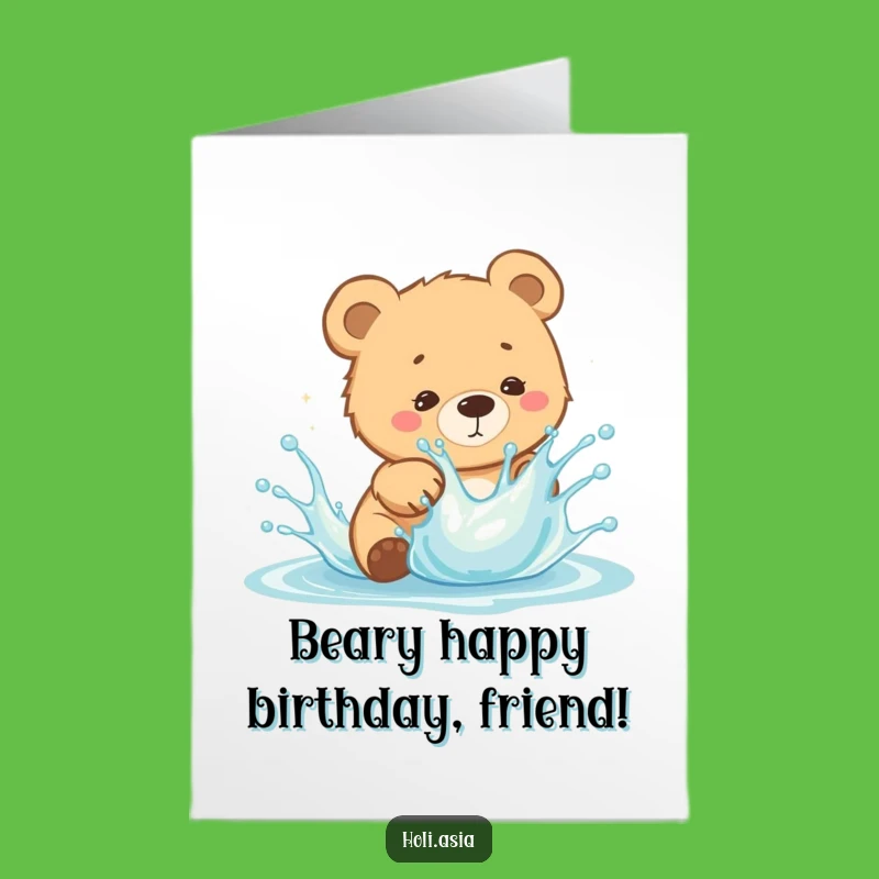 Free Printable Bear Birthday Card: Funny Splash Dodge Downloadable Gift for Kids!