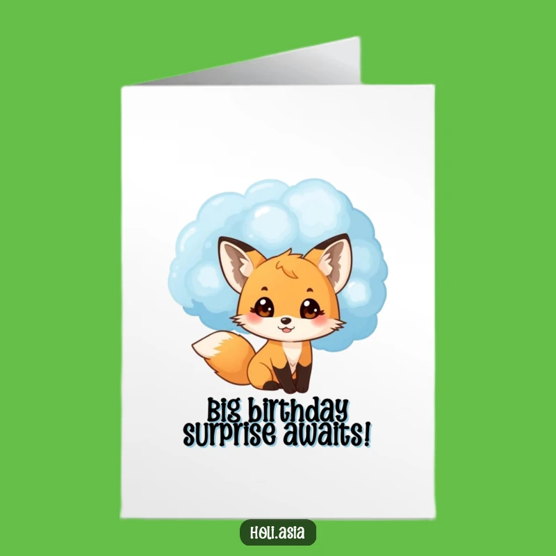 Free Printable Birthday Card: Surprised Fox Cub - Fun Downloadable Gift