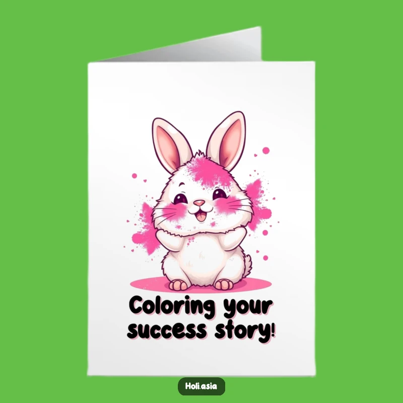 Free Printable Congrats Card: Powder Bunny Celebration - Vibrant Downloadable Gift