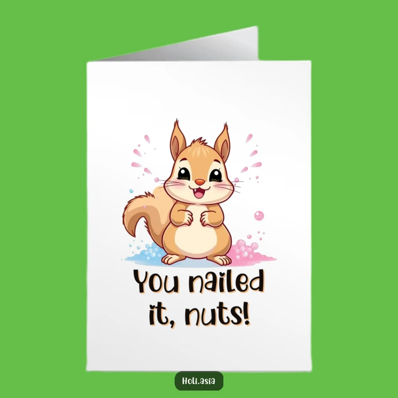 Free Printable Squirrel Congrats Card: Funny Powder Toss Celebration Downloadable Gift!