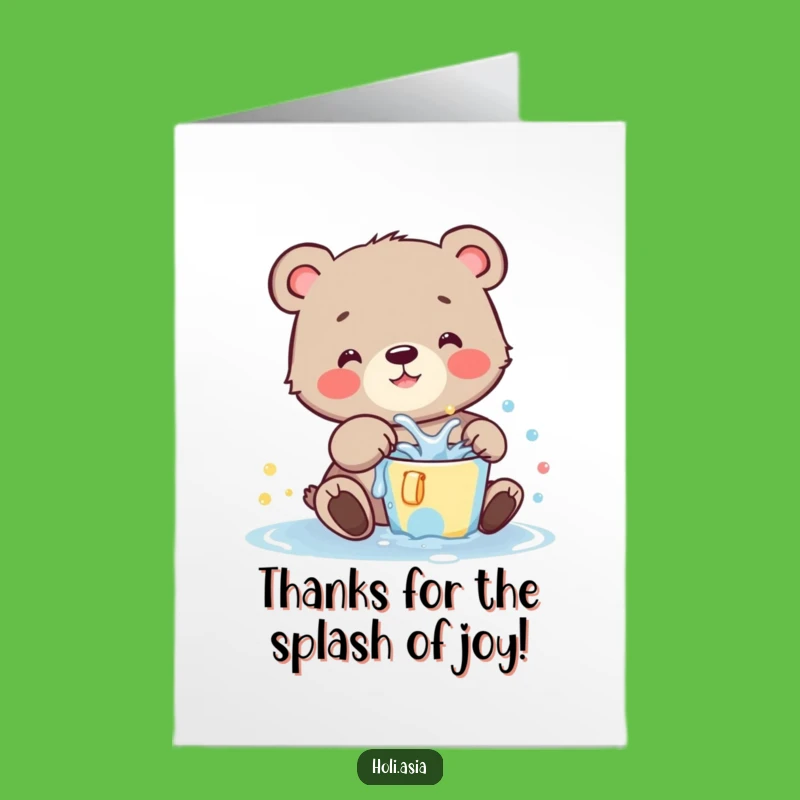 Free Printable Thank You Card Bear Cub Splash Appreciation Downloadable