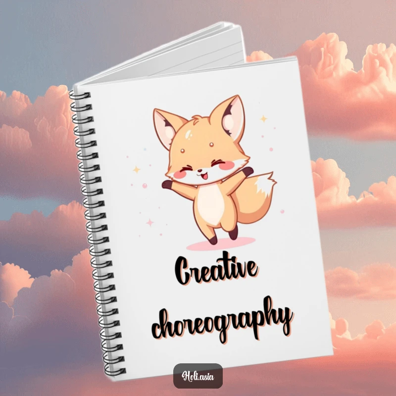 Funny Notebook: A happy fox cub dances with a scattering of iridescent powder, perfect for jotting down magical ideas.