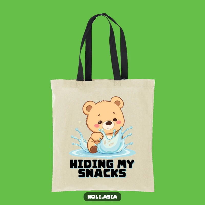 Funny Bear Cub Splash Tote Bag: Dodging Fun, Bright Style, Perfect Gift!